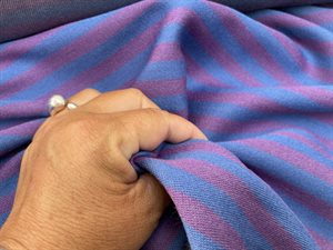 Møbel uld - lækre striber i marine / violet